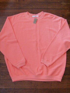 Women's Coral Sweatshirt Sz Large Moon Ryder Corded Crewneck Neon Coral NWT